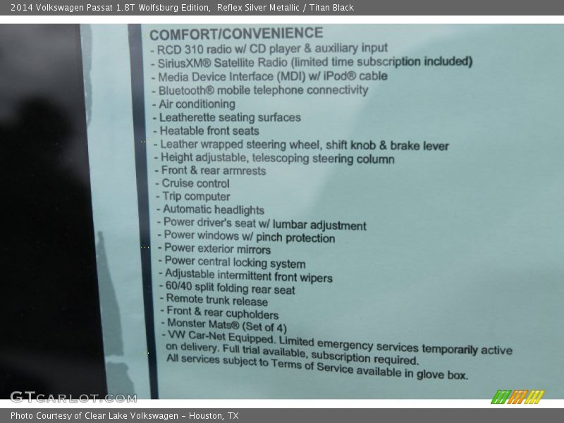 Reflex Silver Metallic / Titan Black 2014 Volkswagen Passat 1.8T Wolfsburg Edition