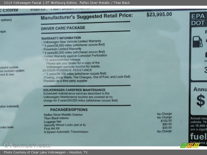 Reflex Silver Metallic / Titan Black 2014 Volkswagen Passat 1.8T Wolfsburg Edition
