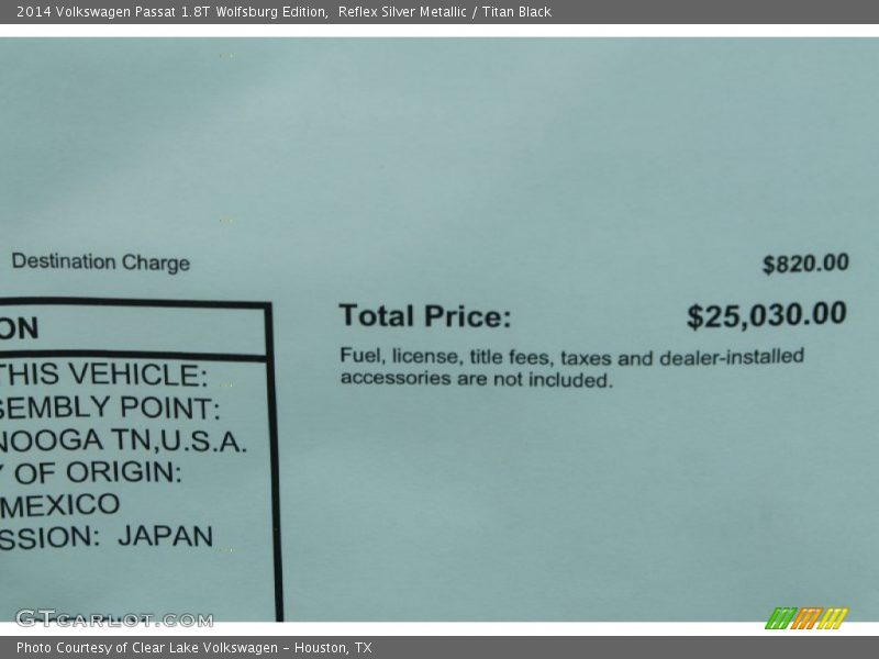 Reflex Silver Metallic / Titan Black 2014 Volkswagen Passat 1.8T Wolfsburg Edition