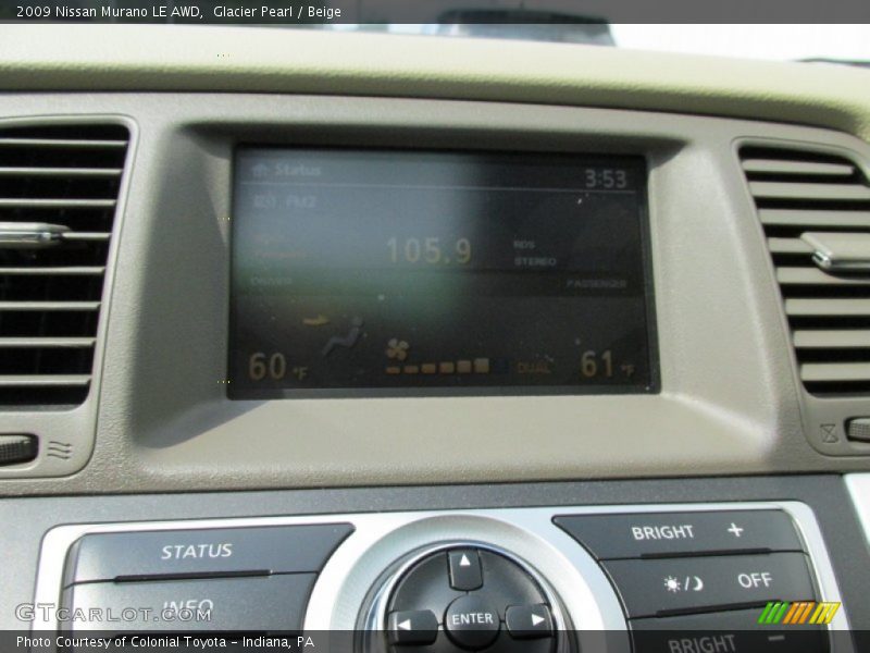 Glacier Pearl / Beige 2009 Nissan Murano LE AWD