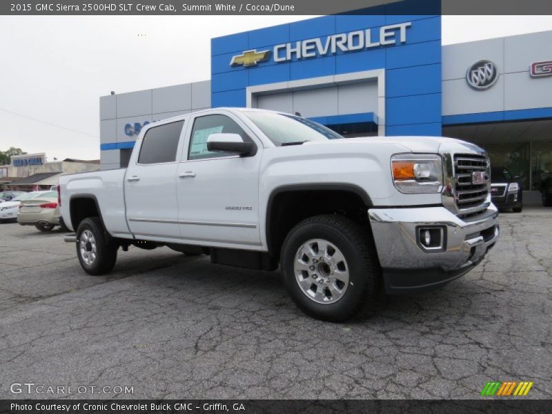 Summit White / Cocoa/Dune 2015 GMC Sierra 2500HD SLT Crew Cab