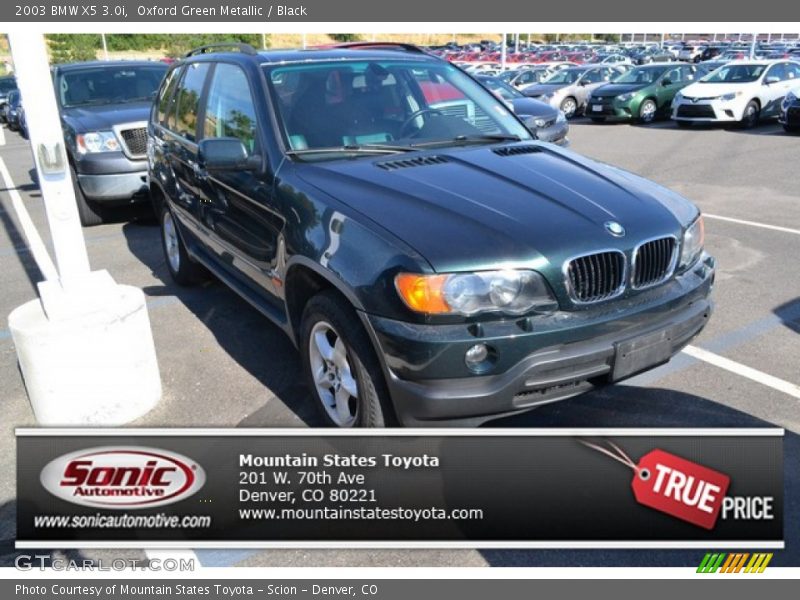 Oxford Green Metallic / Black 2003 BMW X5 3.0i
