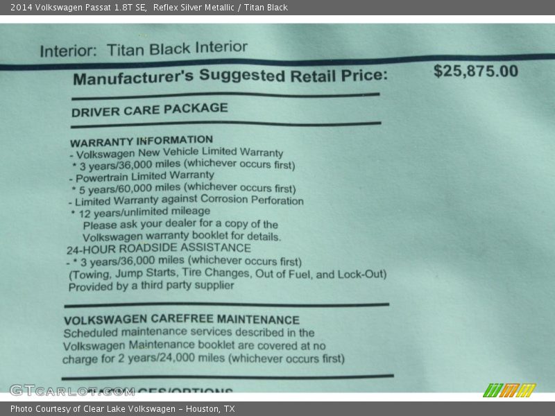 Reflex Silver Metallic / Titan Black 2014 Volkswagen Passat 1.8T SE