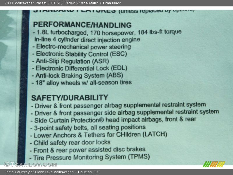 Reflex Silver Metallic / Titan Black 2014 Volkswagen Passat 1.8T SE