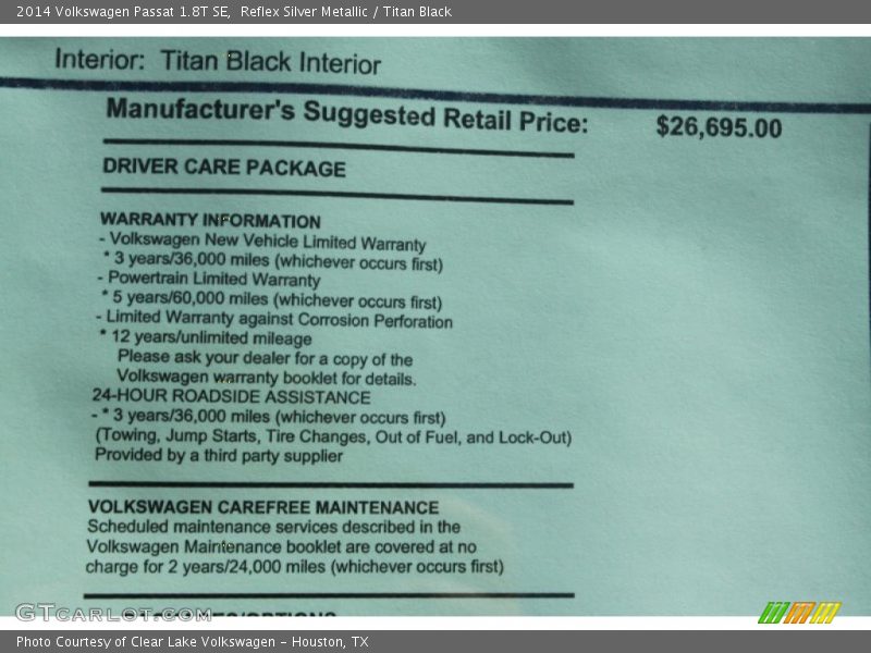 Reflex Silver Metallic / Titan Black 2014 Volkswagen Passat 1.8T SE