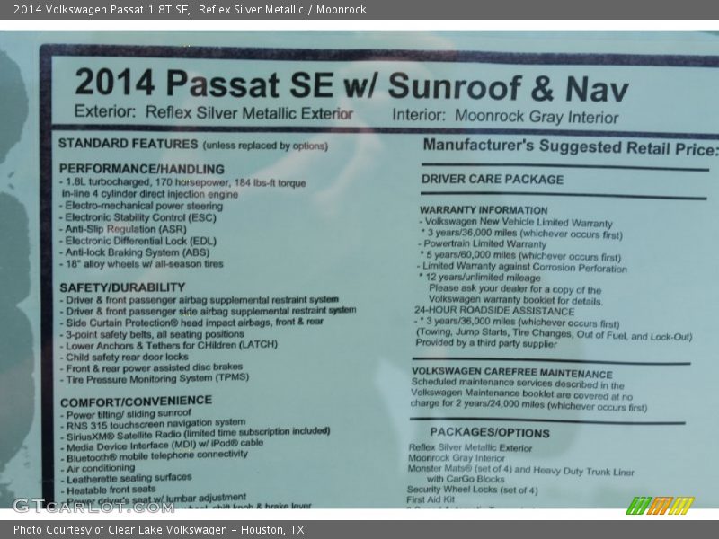 Reflex Silver Metallic / Moonrock 2014 Volkswagen Passat 1.8T SE