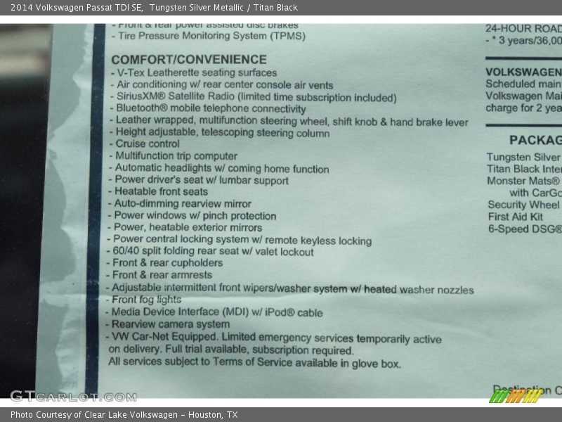 Tungsten Silver Metallic / Titan Black 2014 Volkswagen Passat TDI SE