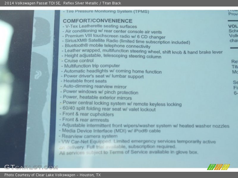 Reflex Silver Metallic / Titan Black 2014 Volkswagen Passat TDI SE