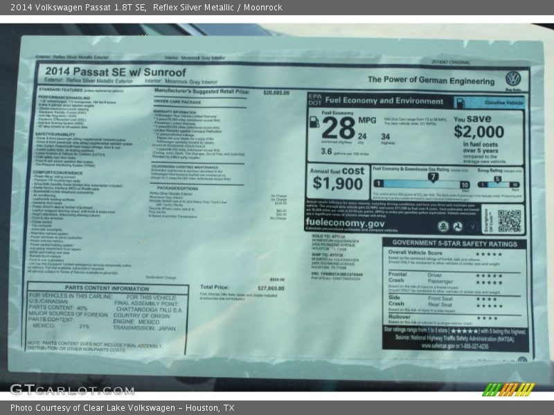 Reflex Silver Metallic / Moonrock 2014 Volkswagen Passat 1.8T SE
