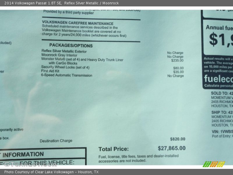 Reflex Silver Metallic / Moonrock 2014 Volkswagen Passat 1.8T SE