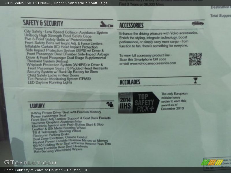 Bright Silver Metallic / Soft Beige 2015 Volvo S60 T5 Drive-E