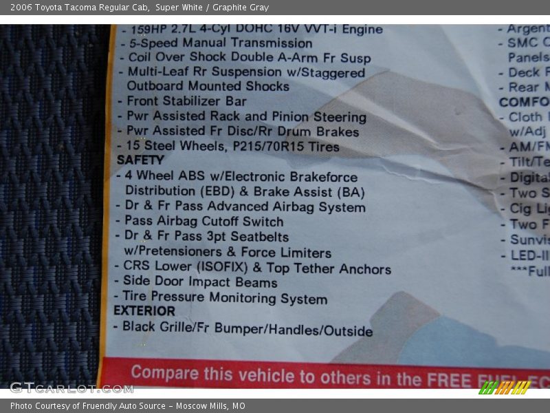 Super White / Graphite Gray 2006 Toyota Tacoma Regular Cab