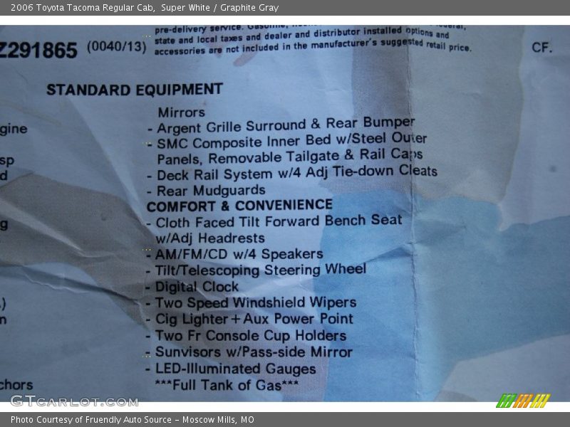 Super White / Graphite Gray 2006 Toyota Tacoma Regular Cab