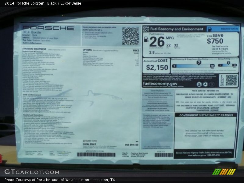 Black / Luxor Beige 2014 Porsche Boxster