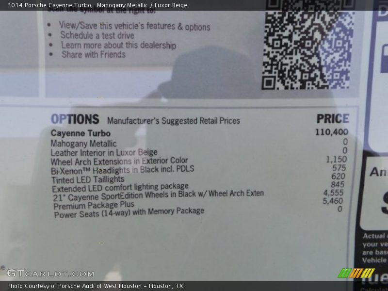  2014 Cayenne Turbo Window Sticker