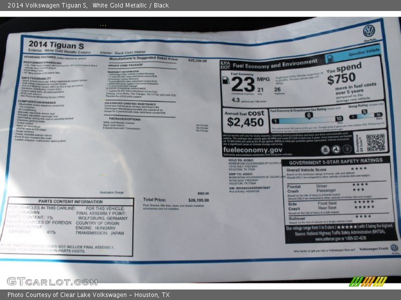 White Gold Metallic / Black 2014 Volkswagen Tiguan S