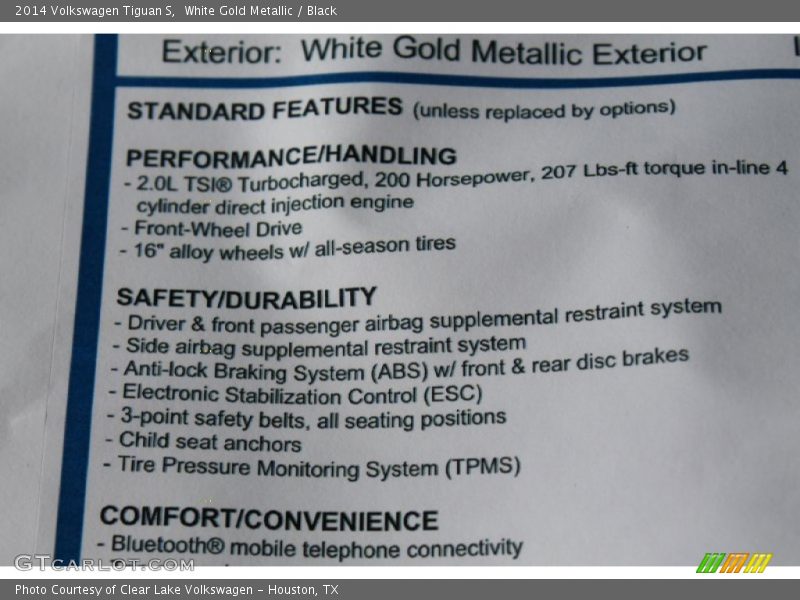 White Gold Metallic / Black 2014 Volkswagen Tiguan S