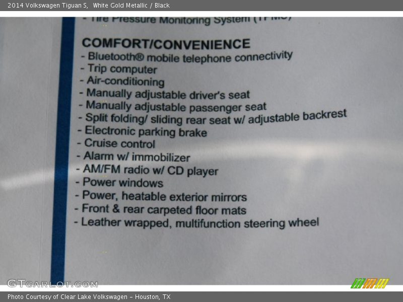 White Gold Metallic / Black 2014 Volkswagen Tiguan S