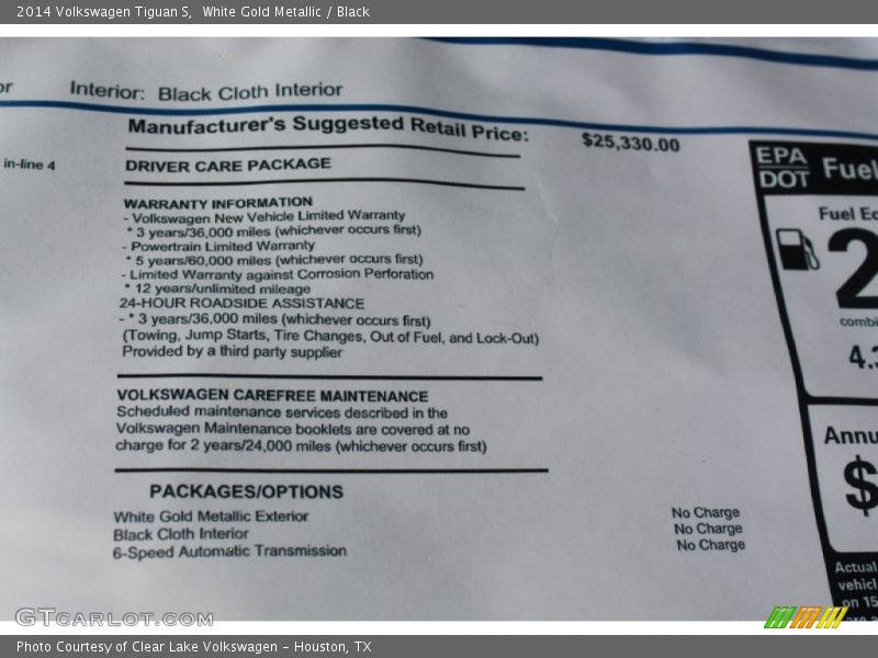 White Gold Metallic / Black 2014 Volkswagen Tiguan S