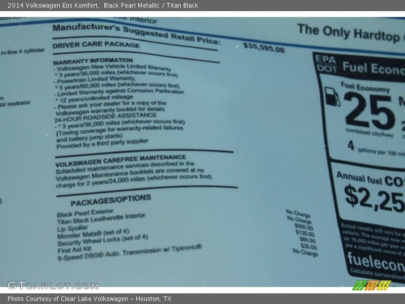 Black Pearl Metallic / Titan Black 2014 Volkswagen Eos Komfort