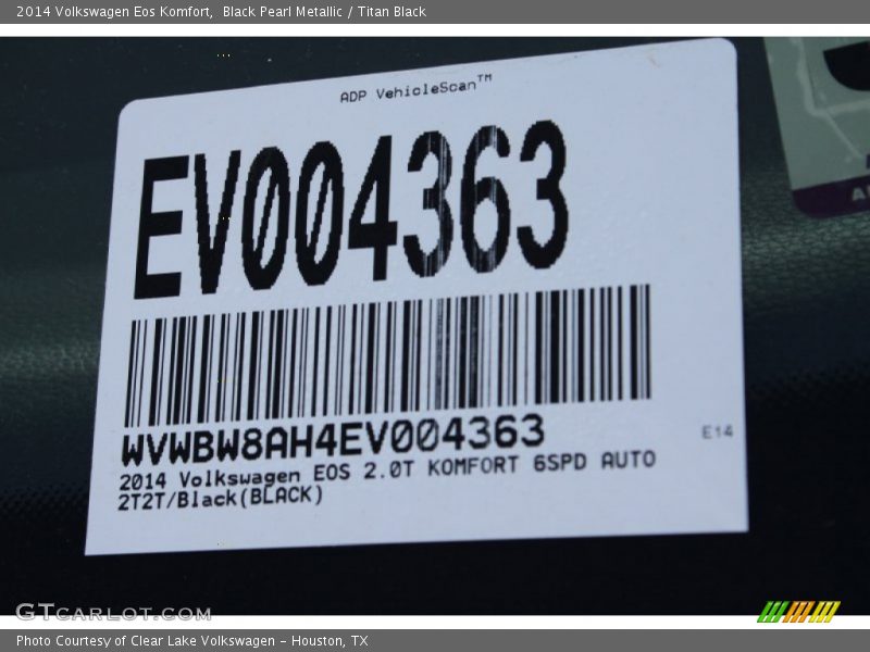 Black Pearl Metallic / Titan Black 2014 Volkswagen Eos Komfort