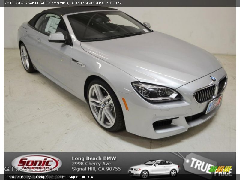 Glacier Silver Metallic / Black 2015 BMW 6 Series 640i Convertible