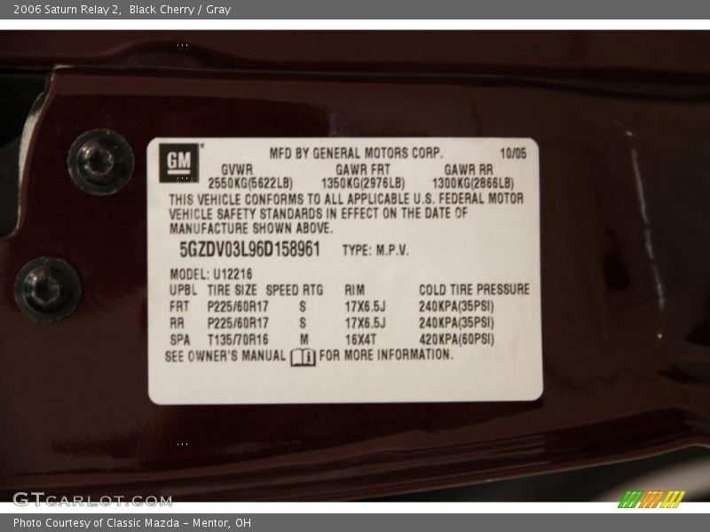 Black Cherry / Gray 2006 Saturn Relay 2
