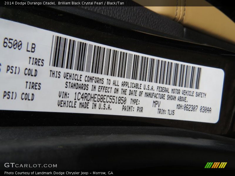Brilliant Black Crystal Pearl / Black/Tan 2014 Dodge Durango Citadel