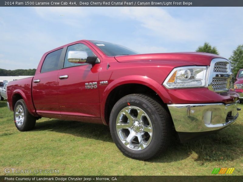 Deep Cherry Red Crystal Pearl / Canyon Brown/Light Frost Beige 2014 Ram 1500 Laramie Crew Cab 4x4