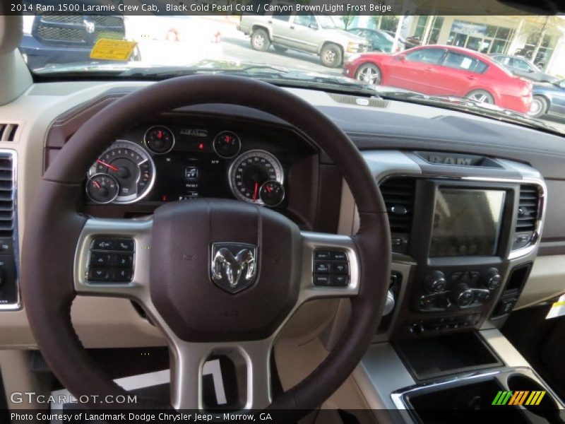 Black Gold Pearl Coat / Canyon Brown/Light Frost Beige 2014 Ram 1500 Laramie Crew Cab