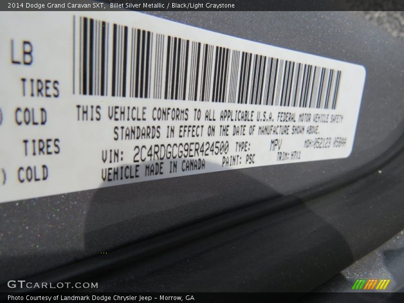Billet Silver Metallic / Black/Light Graystone 2014 Dodge Grand Caravan SXT