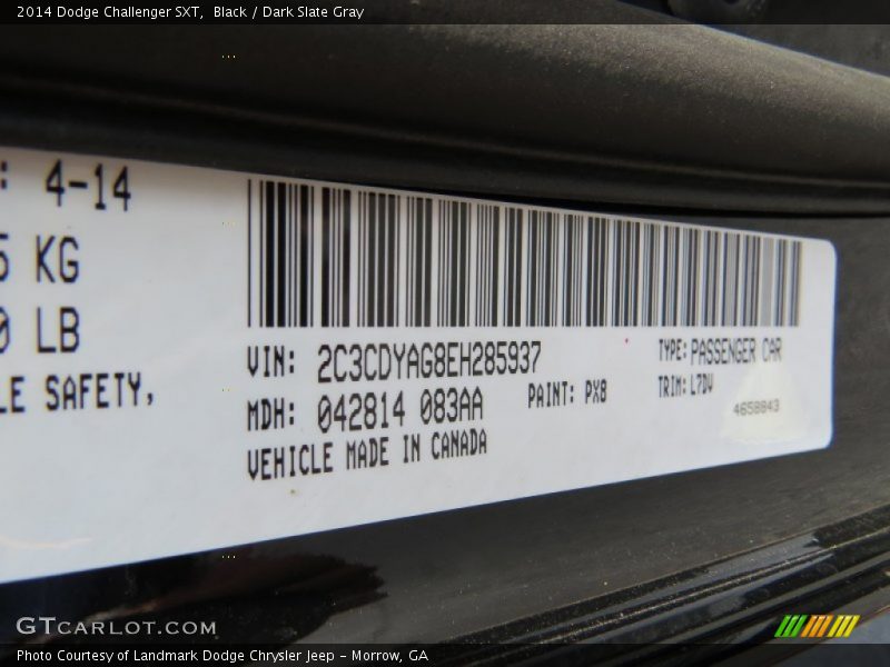 Black / Dark Slate Gray 2014 Dodge Challenger SXT