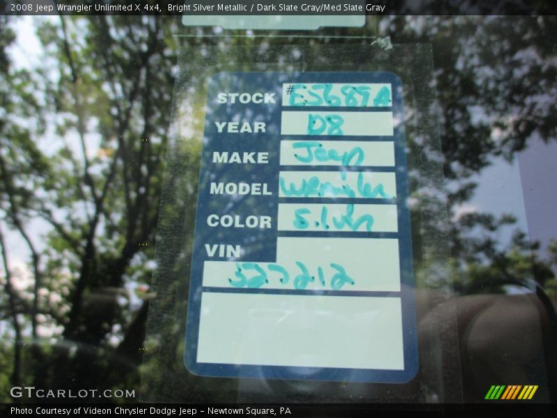 Bright Silver Metallic / Dark Slate Gray/Med Slate Gray 2008 Jeep Wrangler Unlimited X 4x4