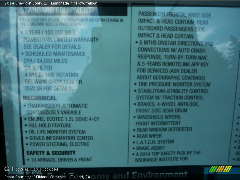 Lemonade / Yellow/Yellow 2014 Chevrolet Spark LS