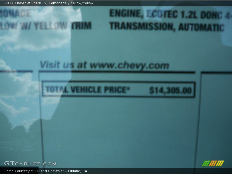 Lemonade / Yellow/Yellow 2014 Chevrolet Spark LS