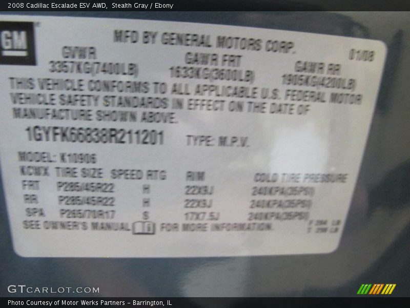Stealth Gray / Ebony 2008 Cadillac Escalade ESV AWD