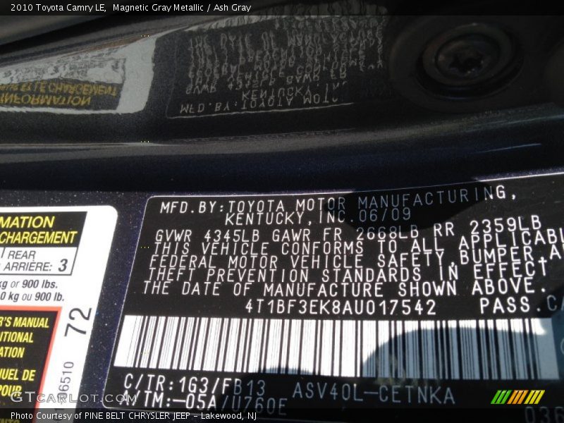 Magnetic Gray Metallic / Ash Gray 2010 Toyota Camry LE