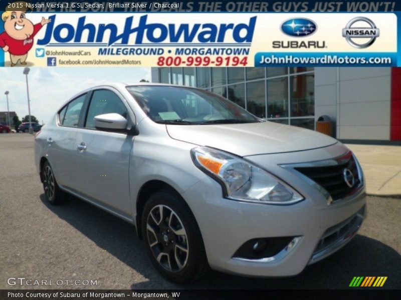 Brilliant Silver / Charcoal 2015 Nissan Versa 1.6 SL Sedan