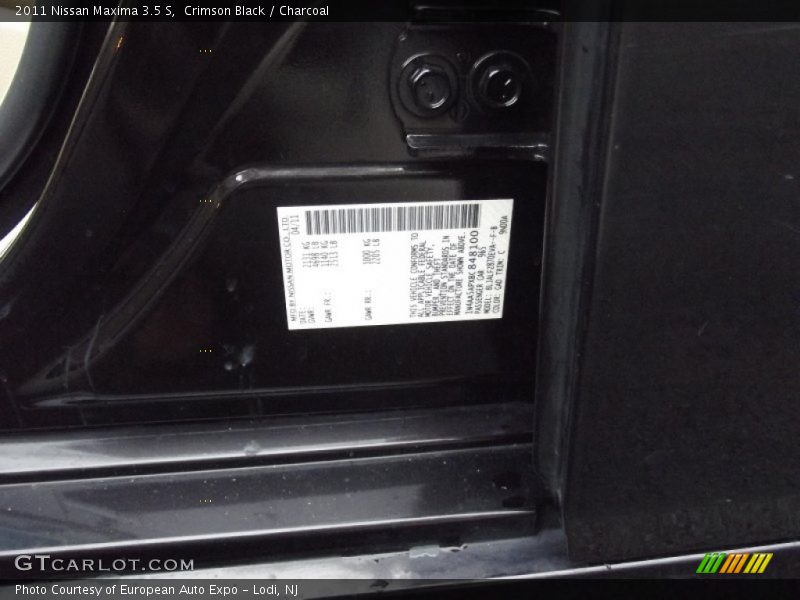Crimson Black / Charcoal 2011 Nissan Maxima 3.5 S