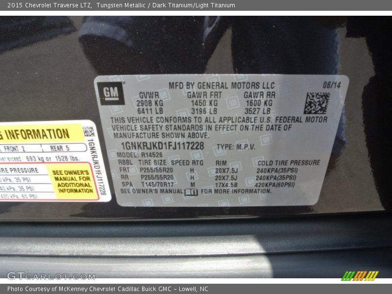Tungsten Metallic / Dark Titanium/Light Titanium 2015 Chevrolet Traverse LTZ