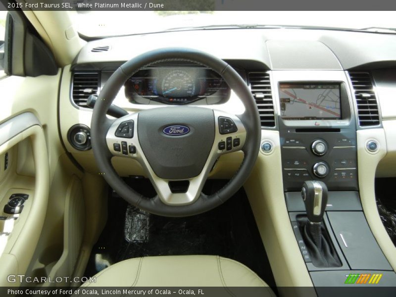 White Platinum Metallic / Dune 2015 Ford Taurus SEL