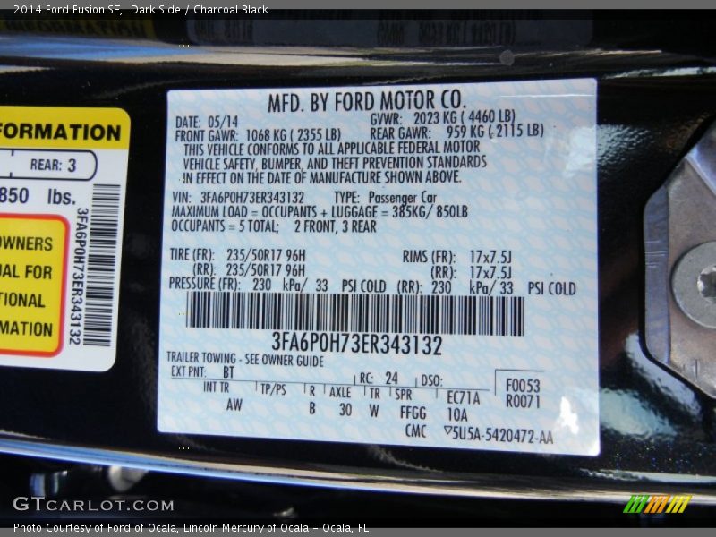 Dark Side / Charcoal Black 2014 Ford Fusion SE