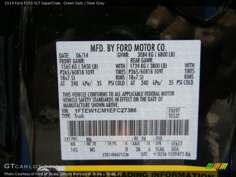 Green Gem / Steel Grey 2014 Ford F150 XLT SuperCrew