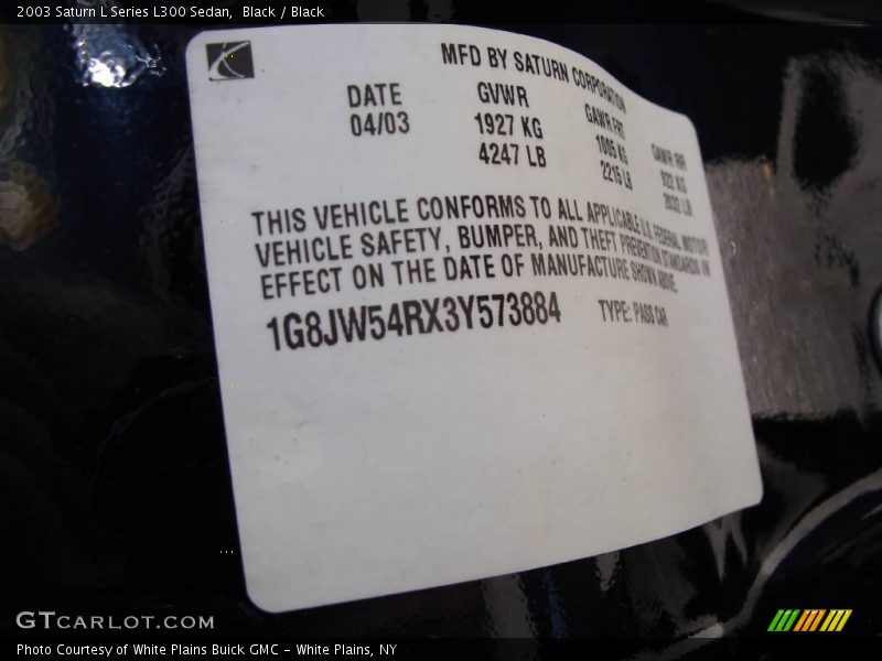 Black / Black 2003 Saturn L Series L300 Sedan