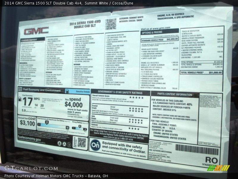 Summit White / Cocoa/Dune 2014 GMC Sierra 1500 SLT Double Cab 4x4