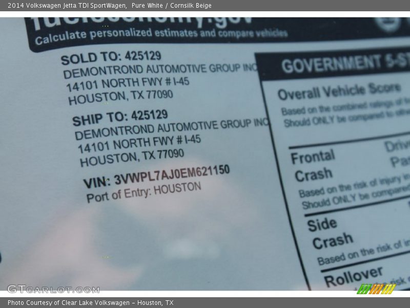 Pure White / Cornsilk Beige 2014 Volkswagen Jetta TDI SportWagen