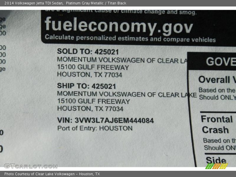 Platinum Gray Metallic / Titan Black 2014 Volkswagen Jetta TDI Sedan