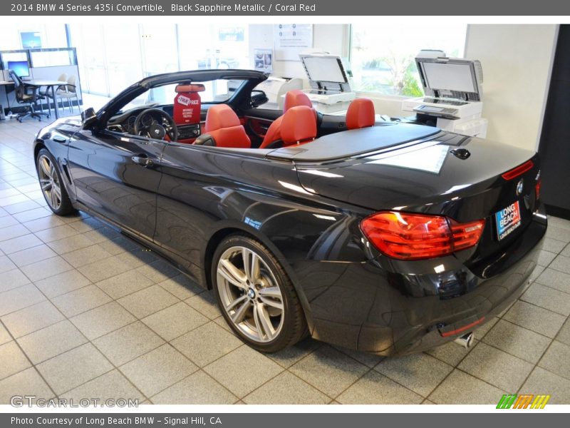 Black Sapphire Metallic / Coral Red 2014 BMW 4 Series 435i Convertible