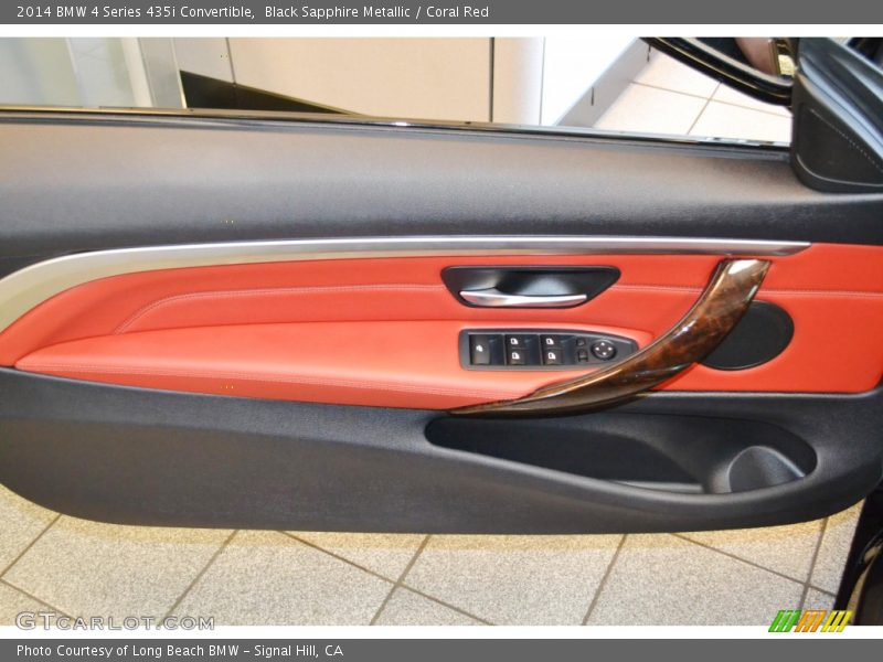 Black Sapphire Metallic / Coral Red 2014 BMW 4 Series 435i Convertible