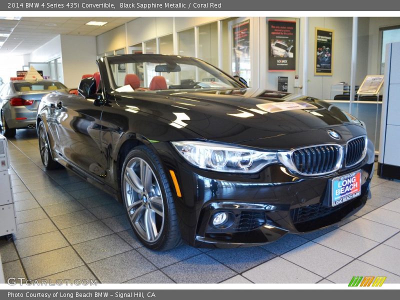 Black Sapphire Metallic / Coral Red 2014 BMW 4 Series 435i Convertible